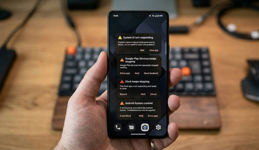 Android apps crashing after system update error screen
