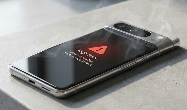 Android phone overheating and showing heat warning icon