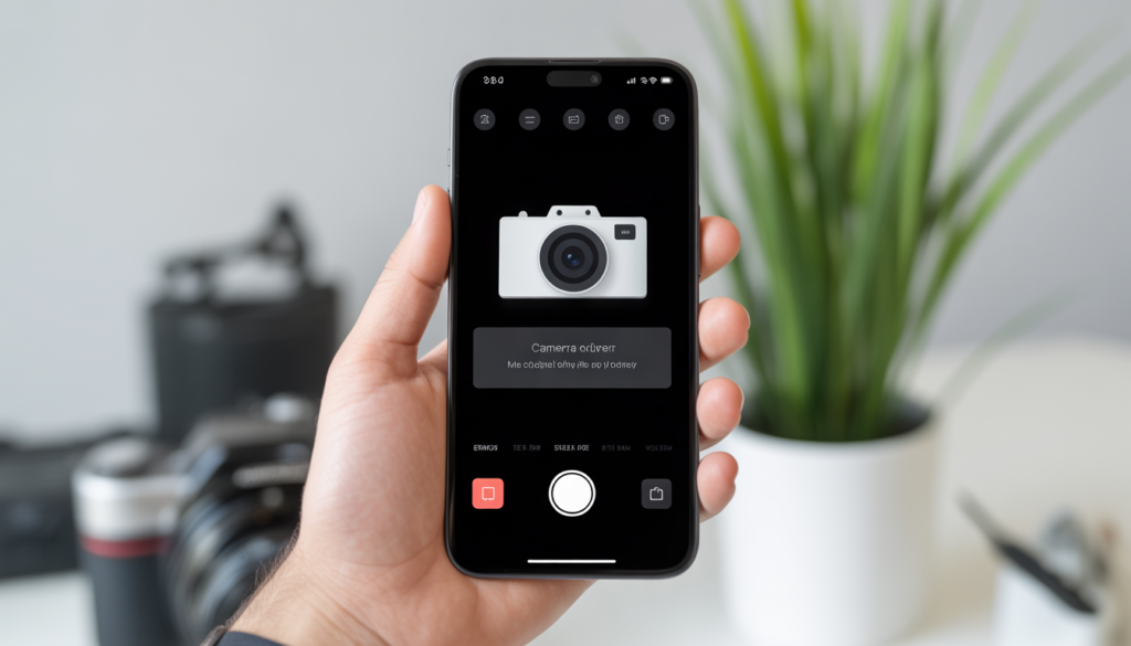 Android camera not working error shown on smartphone screen
