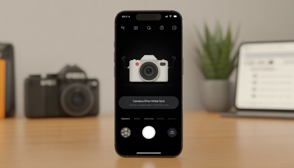 Android camera not working error shown on smartphone screen