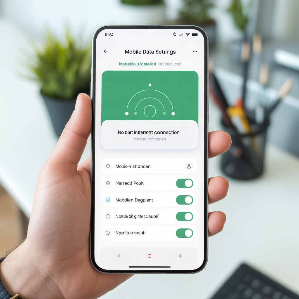 Android mobile data not working issue shown on smartphone screen