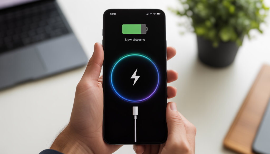 Android phone not charging properly problem shown on smartphone screen