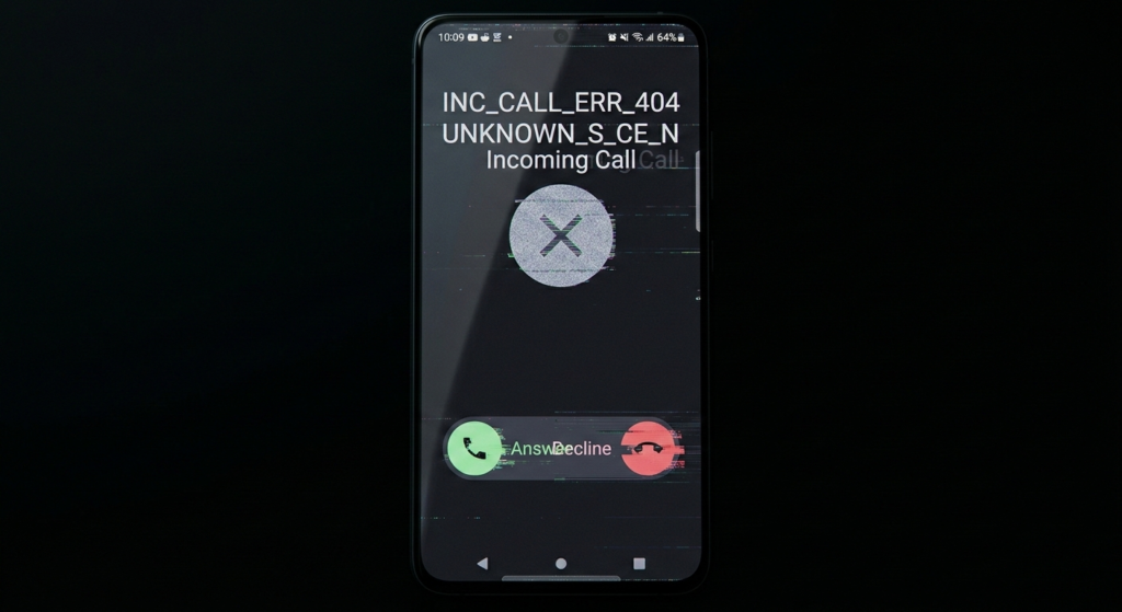 Android phone not receiving calls problem shown on smartphone screen