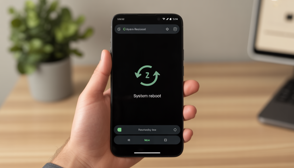 Android phone randomly restarting problem displayed on smartphone screen