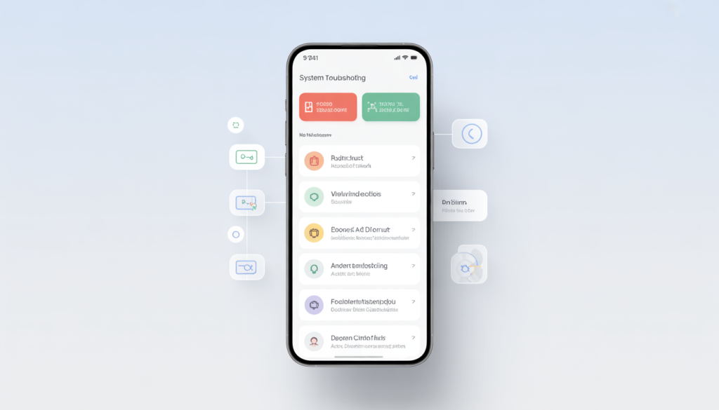 Common Android problems troubleshooting guide on smartphone screen
