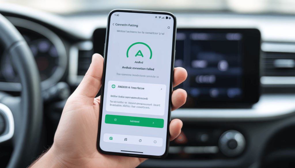 Android Auto not connecting error displayed on smartphone screen