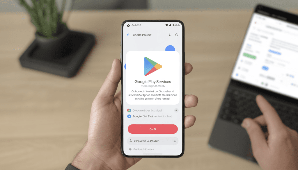 Android Google Play Services error message displayed on smartphone screen