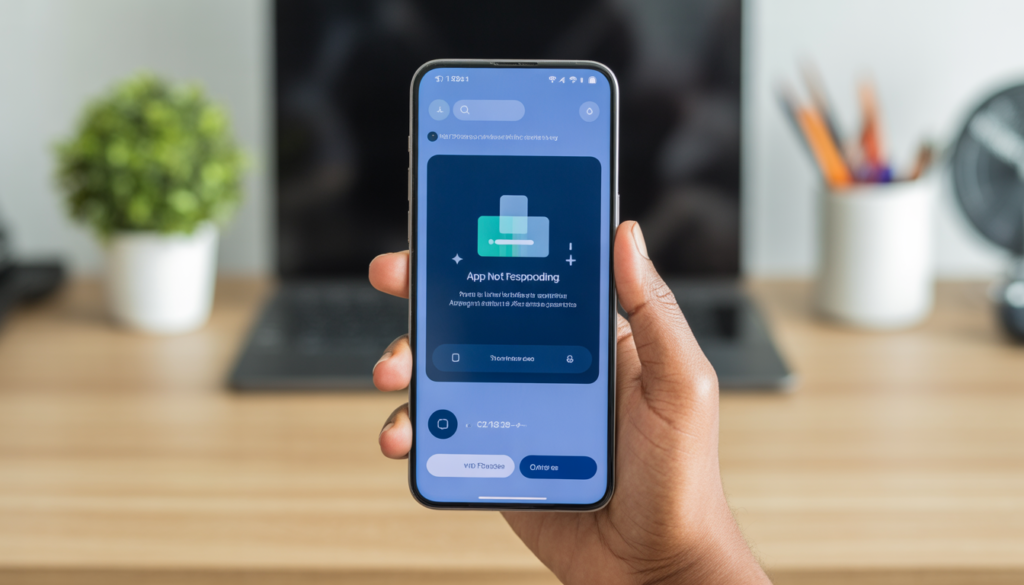 Android phone freezing problem displayed on smartphone screen
