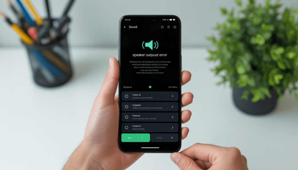 Android speaker not working problem displayed on smartphone screen