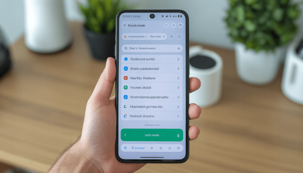 Android phone stuck in safe mode shown on smartphone screen