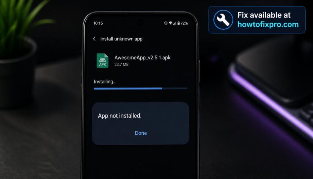 App not installed error on Android phone screen