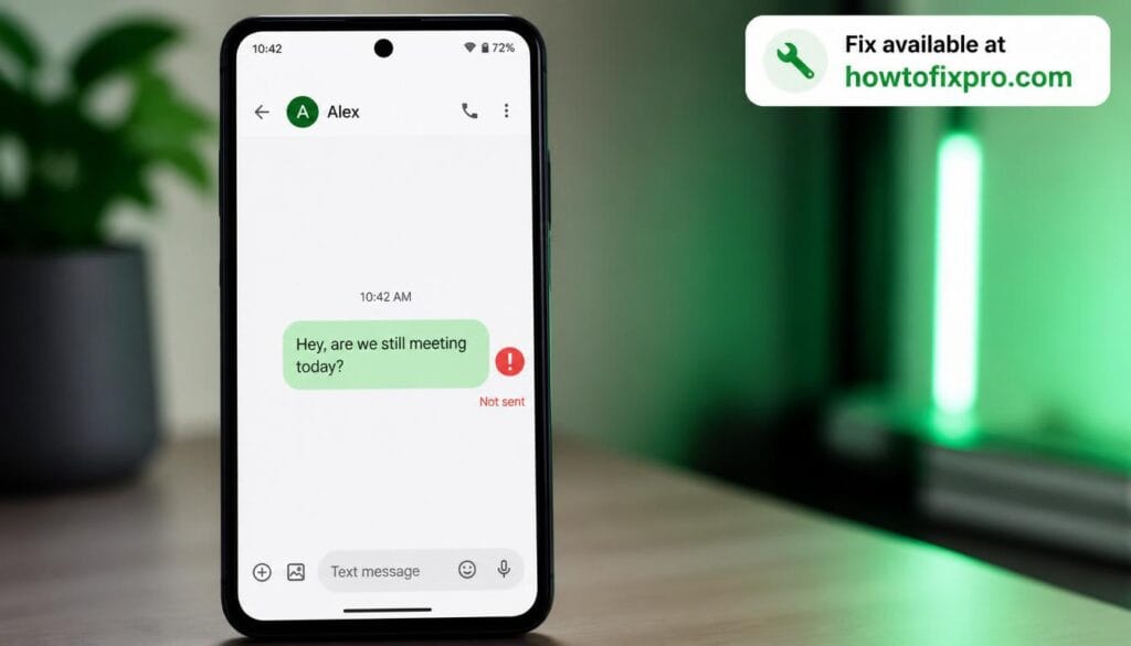 Android phone showing failed send error on text message