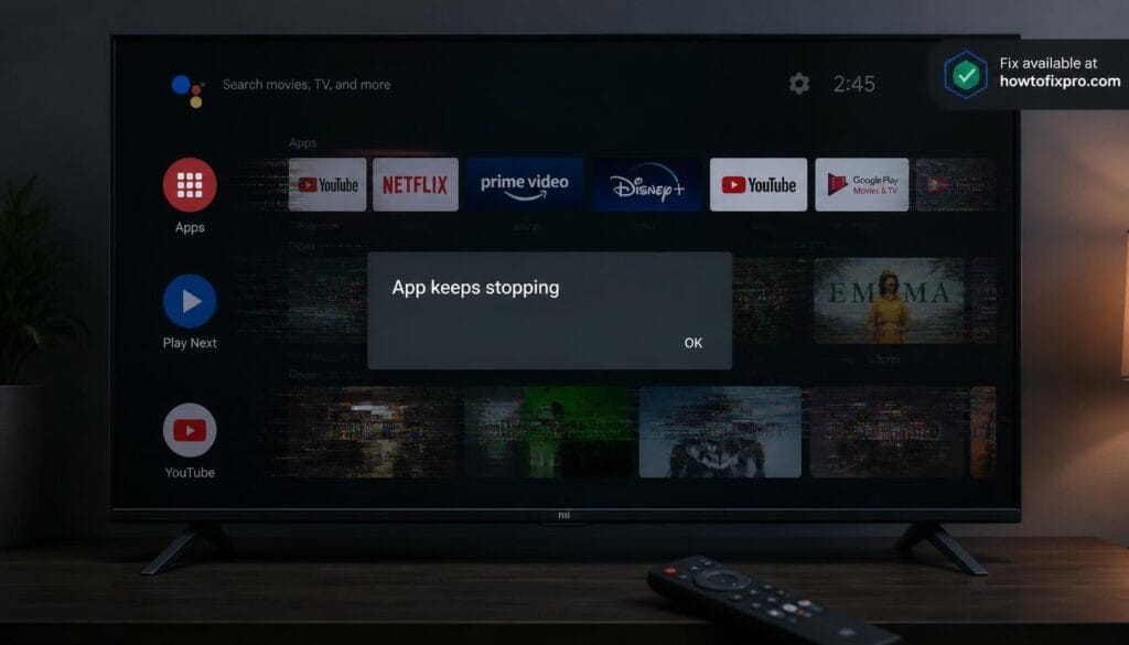 Android TV apps crashing and freezing on TV screen