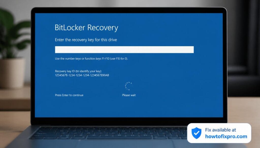 BitLocker recovery screen on laptop startup loop