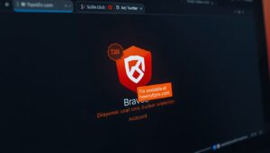 Brave browser not blocking ads - screen showing ads visible with Shields icon disabled