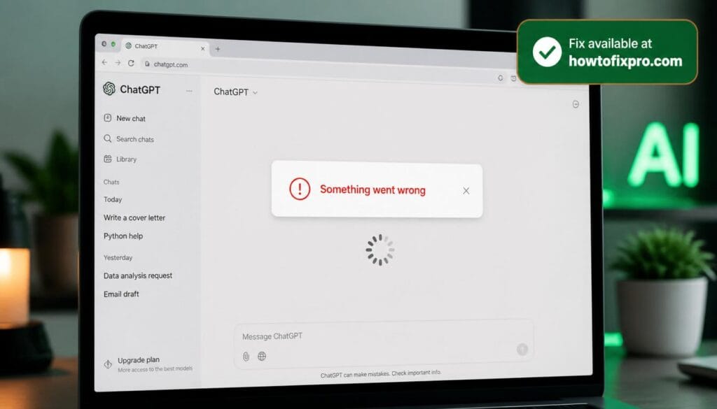 ChatGPT Something Went Wrong error message on screen