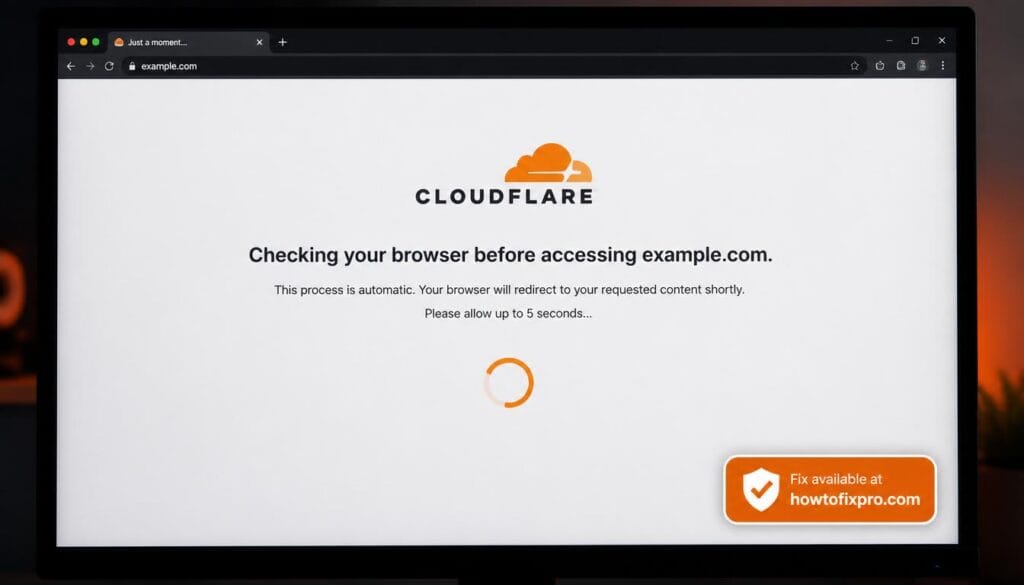 Cloudflare checking your browser infinite loop on computer screen
