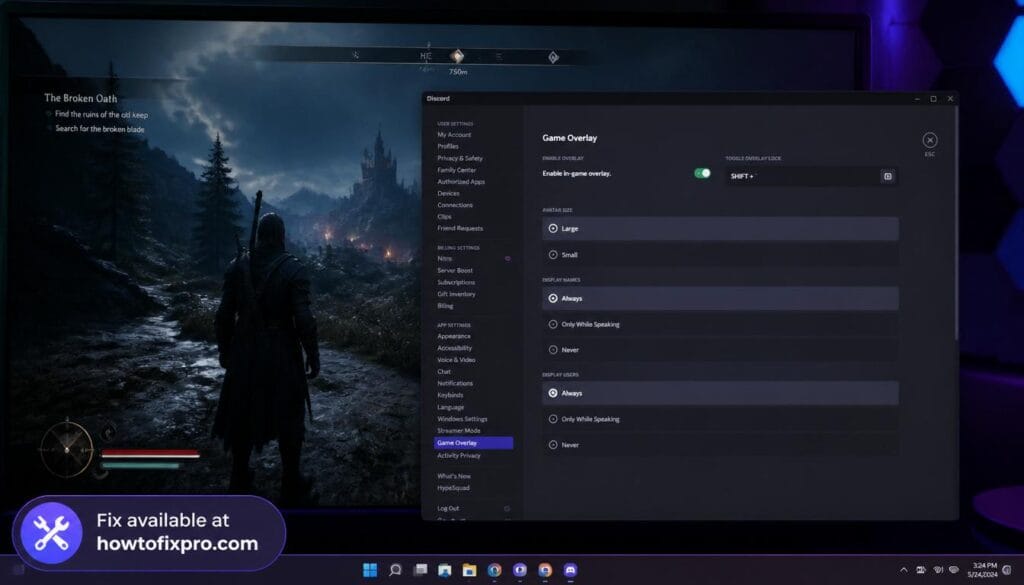 Discord overlay not showing in game - screen with no overlay visible