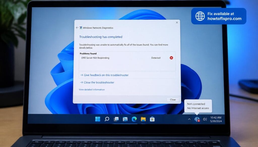 DNS server not responding error on Windows 11 network diagnostics screen