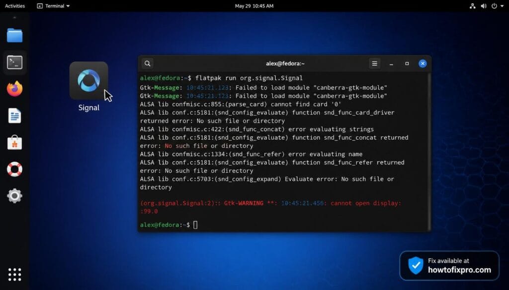 Flatpak app not launching on Linux desktop with error in terminal