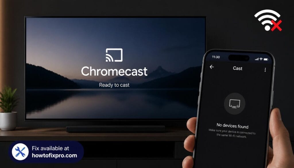 Google Chromecast not found on Wi-Fi network error message