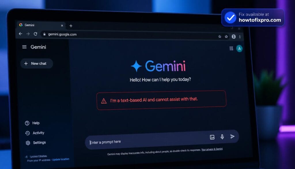 Google Gemini text-based error message on screen