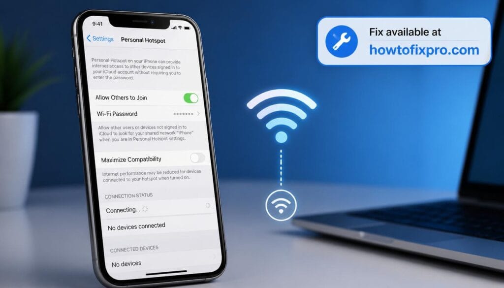 iPhone personal hotspot disconnecting error on settings screen