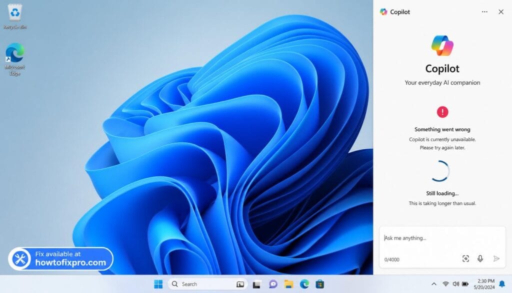Microsoft Copilot not responding on Windows 11 - frozen sidebar