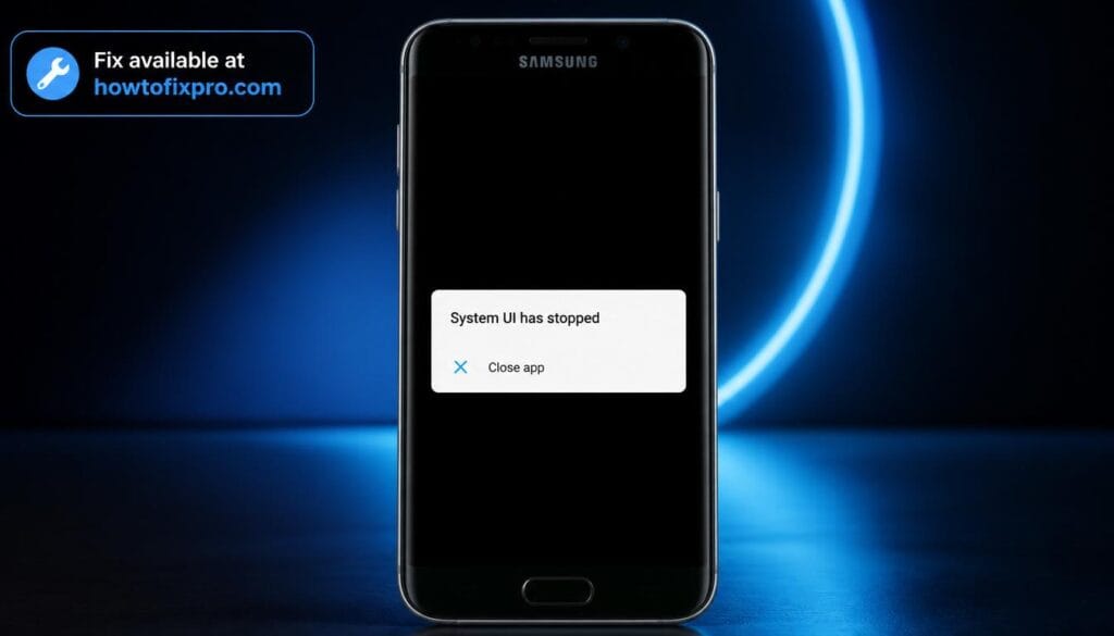 Samsung System UI Has Stopped error message on Galaxy phone screen