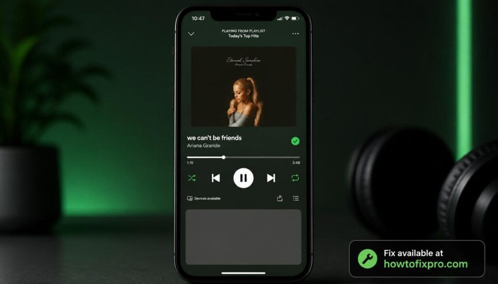 Spotify lyrics not showing - now playing screen with missing lyrics section