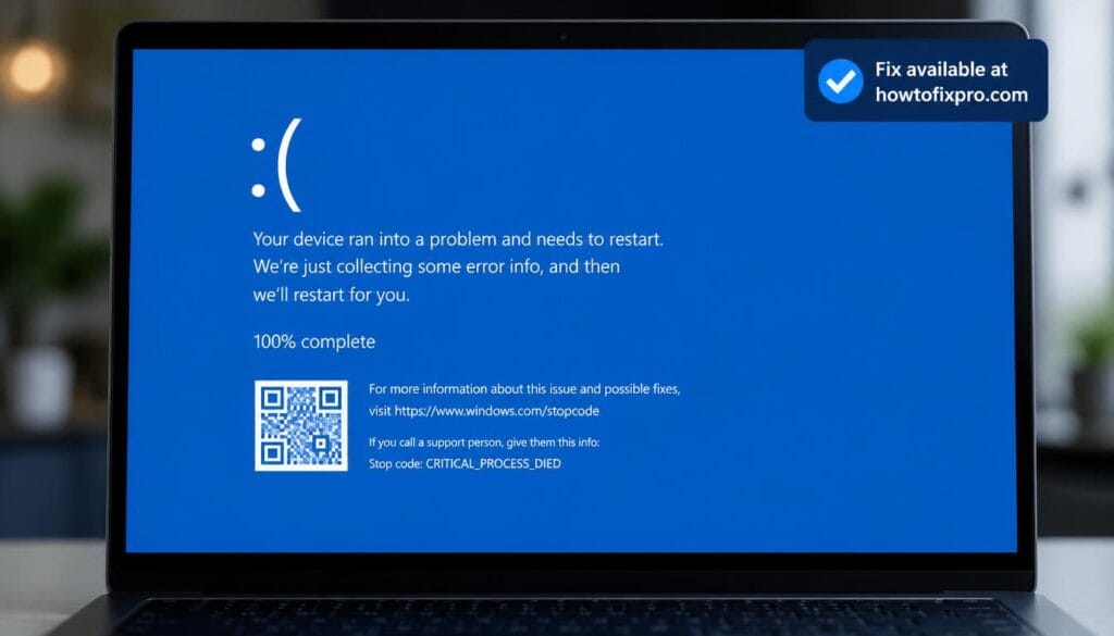 Windows 11 Blue Screen of Death with sad face icon and error code