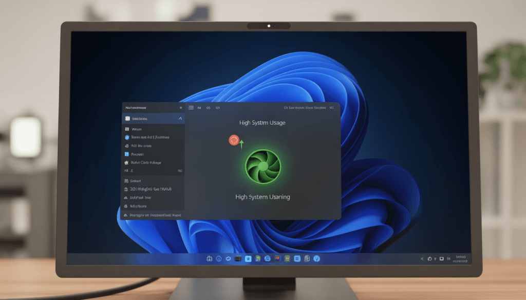 Windows 11 laptop fan always running problem displayed on computer screen