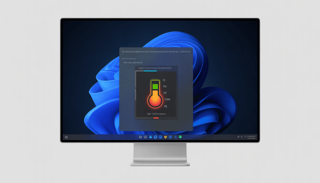 Windows 11 laptop overheating warning displayed on computer screen