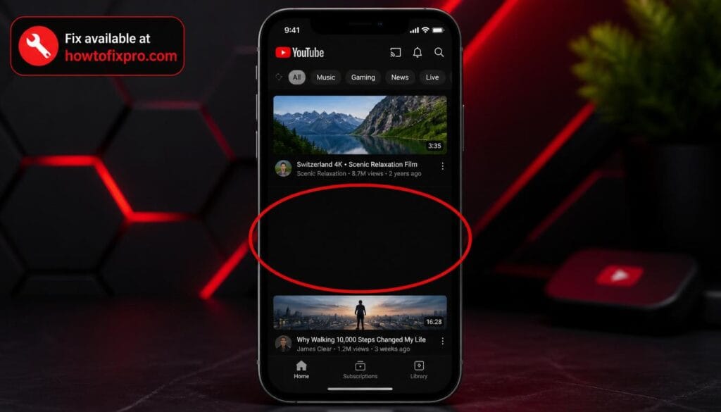 YouTube Shorts not showing - smartphone homepage without Shorts shelf