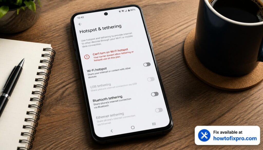 Smartphone showing Android hotspot not working error – a common scenario when Android hotspot not working occurs