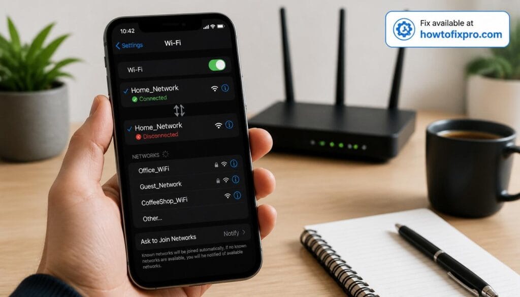 Smartphone showing WiFi disconnecting repeatedly – a common scenario when Android phone keeps disconnecting from WiFi occurs