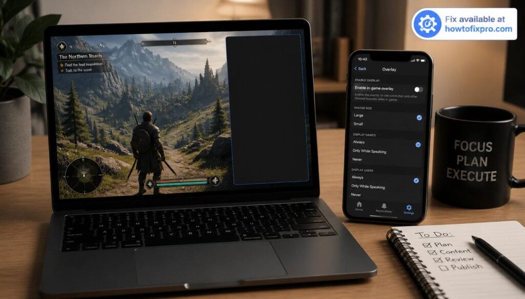 Laptop and phone showing Discord Overlay not working in game – a common scenario when Discord Overlay not working occurs