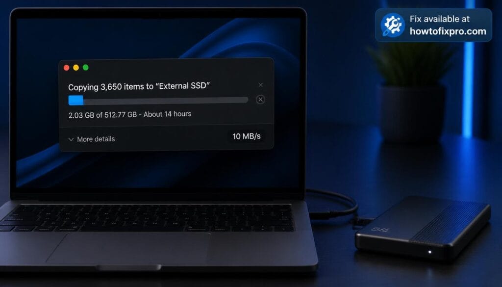 External SSD slow transfer speed on USB-C - progress bar moving slowly