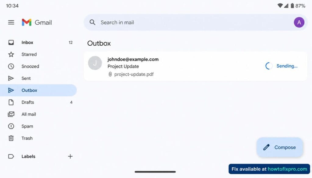 Fix Gmail emails stuck in outbox on Android and iPhone