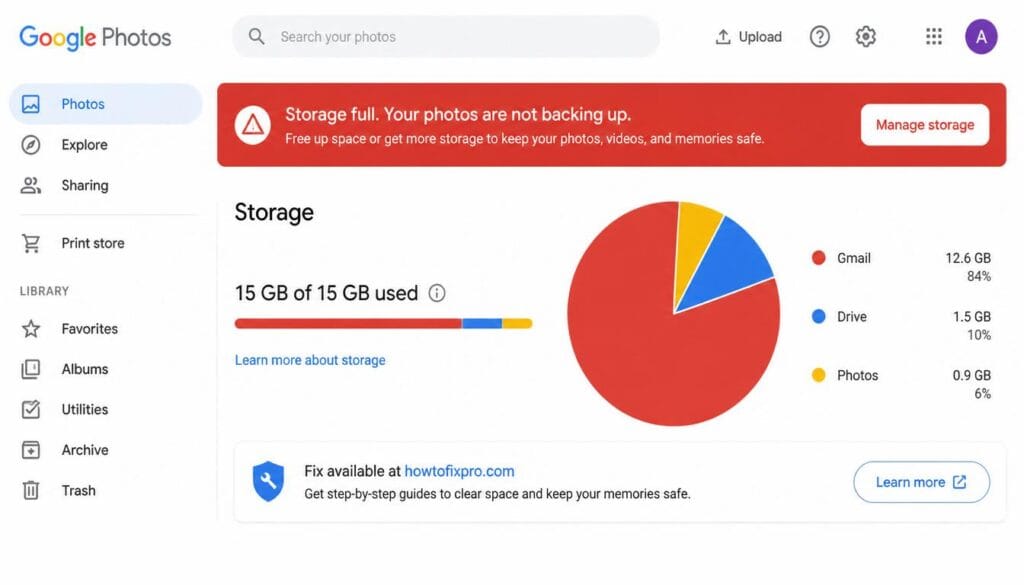 Fix Google Photos storage full error with these step-by-step storage management and troubleshooting methods