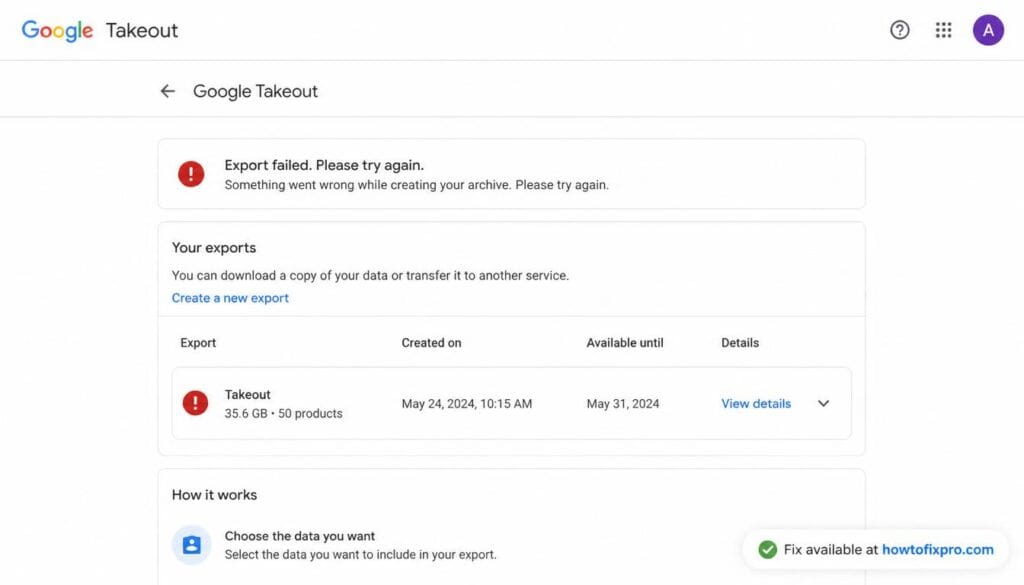 Fix Google Takeout export failed with these step-by-step troubleshooting methods for desktop and mobile