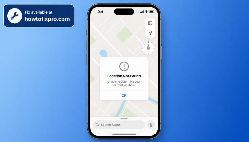 iPhone GPS not working with a location error on the Maps app – a common scenario when GPS fails to provide accurate location.