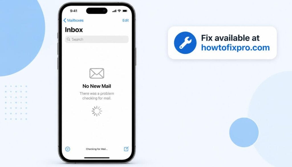 iPhone Mail not syncing with a "No New Mail" error on the screen – a common scenario when the Mail app fails to update.
