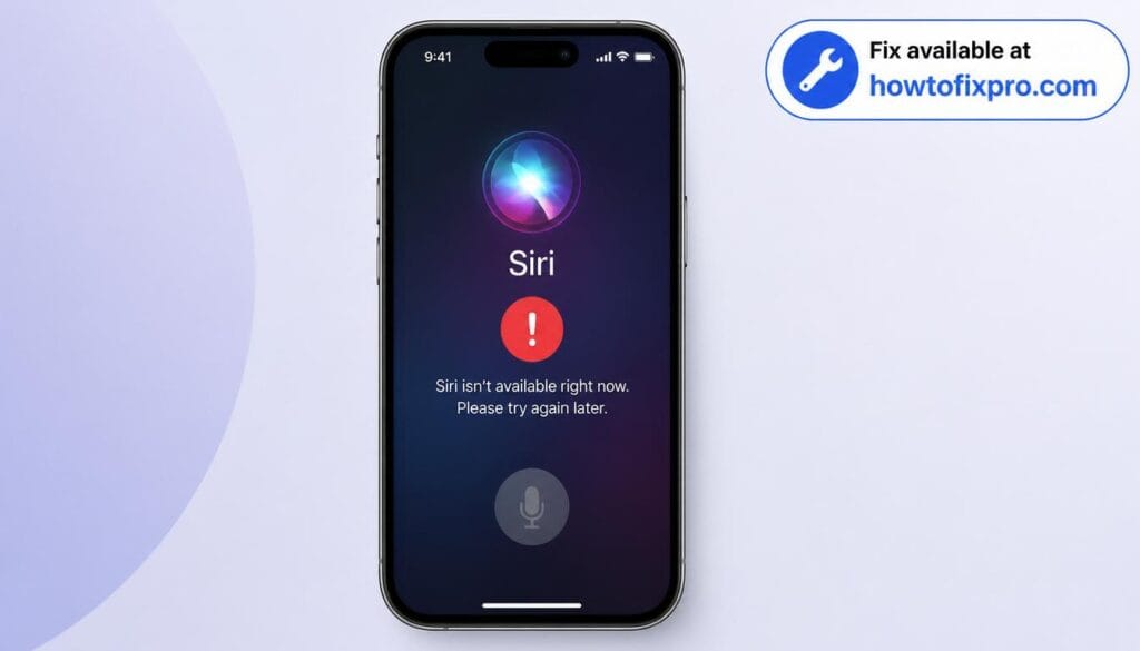 iPhone Siri not responding with a voice assistant error on the screen – a common scenario when Siri fails to activate or respond.