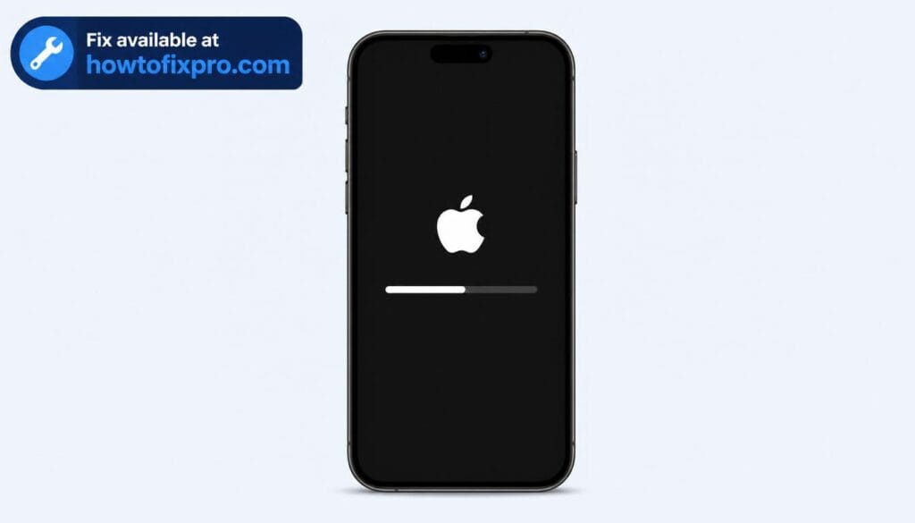 iPhone stuck on Apple logo with a frozen loading bar – a common scenario when the iPhone fails to boot past the Apple logo.