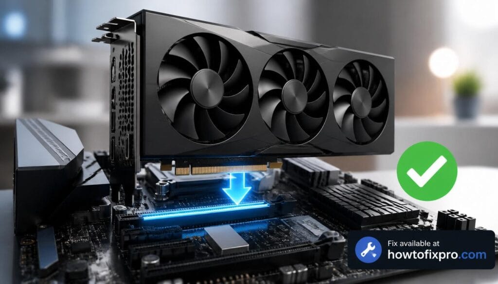 PCIe 5.0 GPU in PCIe 4.0 slot compatibility with a graphics card being installed on a motherboard.