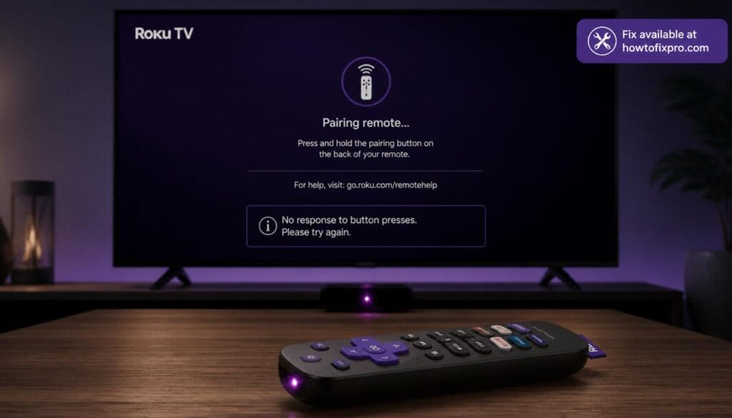 Roku TV remote control not responding on sofa next to TV