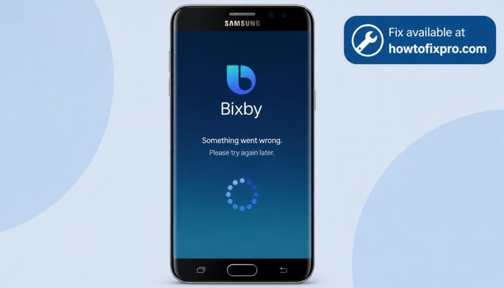 Samsung Bixby not responding error with a frozen voice assistant screen on a Galaxy phone – a common scenario when Samsung Bixby not responding occurs.