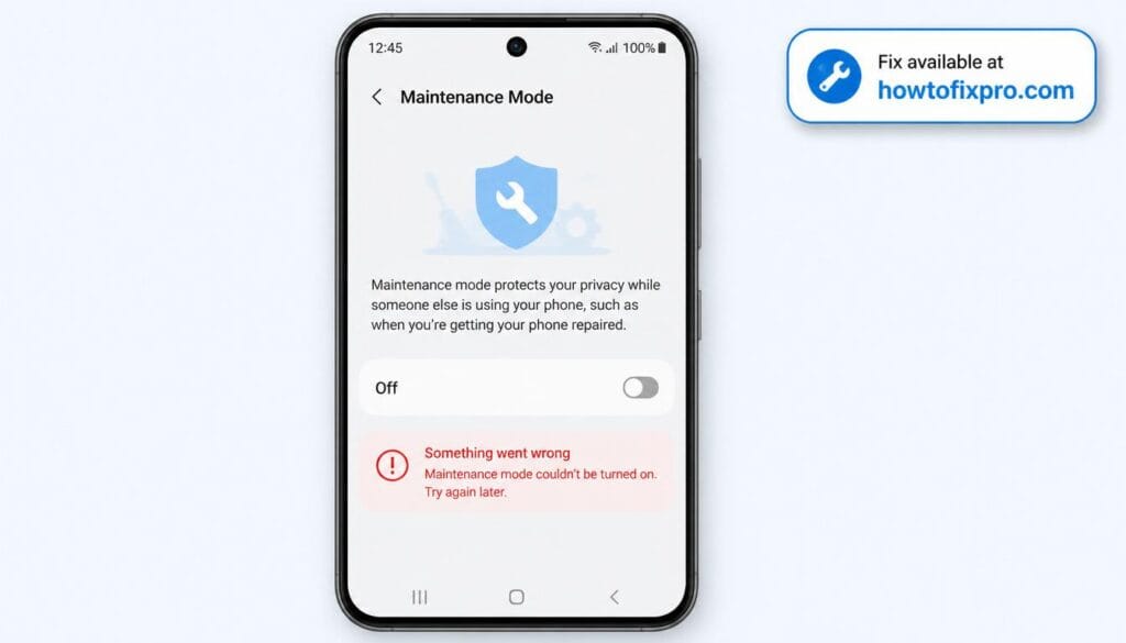 Samsung Maintenance Mode not working with a greyed-out toggle on a Galaxy phone – a common scenario when the repair protection feature fails to enable.