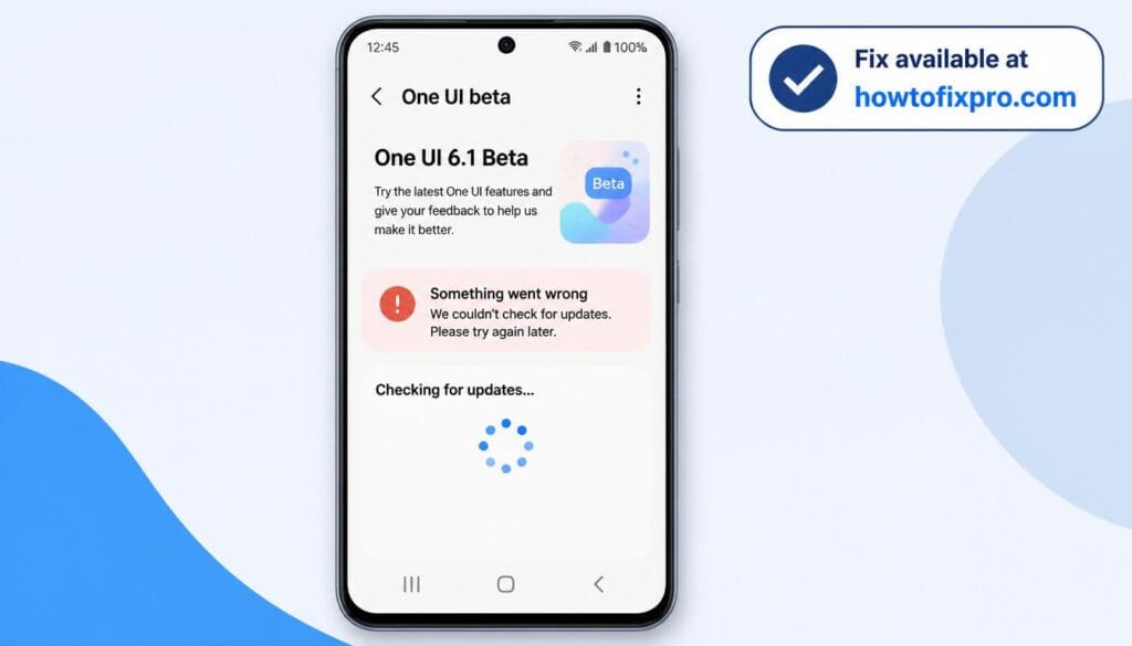 Samsung One UI 6/7 beta bugs error notification on a Galaxy phone – a common scenario when beta software causes stability issues.